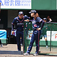 鈴木監督と笠間コーチで作戦タイム