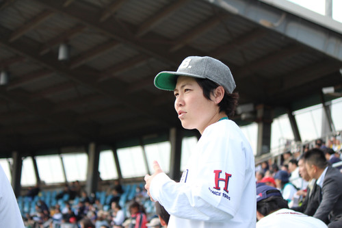 応援団デビューした林さん。よろしくお願いします。