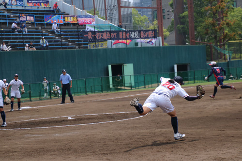 二死１、２塁のピンチ。一二塁間を襲う鋭いライナーを好捕　#松畑選手