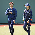 試合開始前のリラックスタイム＃大越選手と#那須選手