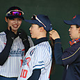 髪をセット中#坂本選手