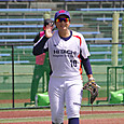主将笠原選手グラウンドで気張ってGO!
